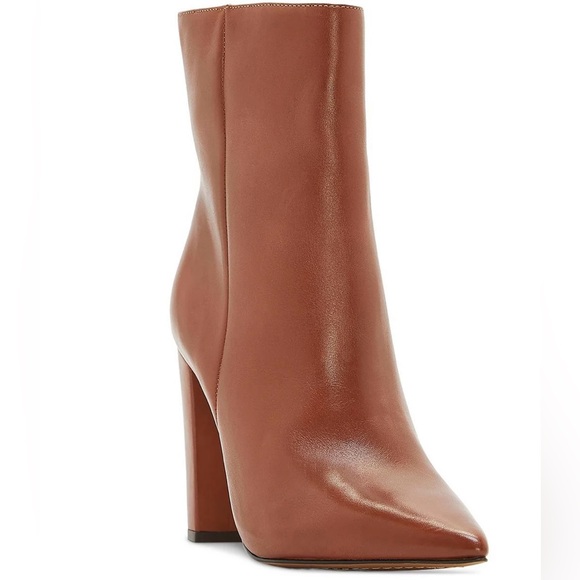 Vince Camuto Membidi Dress Boots Warm Carmel Burnish Leather Size 7M NIB - Picture 1 of 6